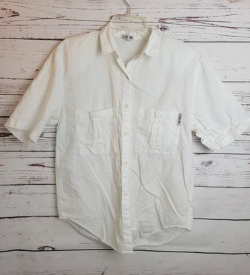 Camisa De Colección Cherokee Abotonada Blanca EE. UU. Bolsillos Manga Corta Para Mujer Talla Grande Foto 1 de 4