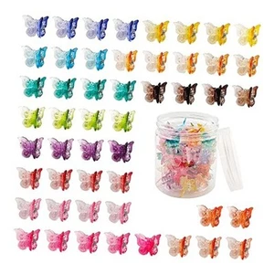 50 Packs Assorted Color Butterfly Hair Clips, Beautiful Mini Butterfly Hair - Picture 1 of 8