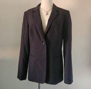JOHN MEYER COLLECTION Anzugjacke schwarz Nadelstreifen mit einem Knopf. Größe 12. Neu mit Etikett - Bild 1 von 8