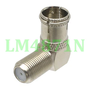 1pc Slide-on Adapter F TV plug male to F TV female connector right angle push-on - Picture 1 of 4