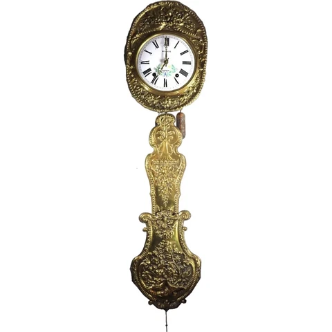 French Mesaize Cagnes Brass, Iron and Enamel Comtoise Wall Clock Cover
