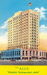 The Allis Hotel  "Wichitas Distinguished Hotel"  Wichita,KS Vtg  Postcard  - Imagen 1 de 2