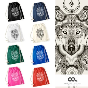 Bolsa de gimnasia Wolf patrón azteca Boho Aztec bohemian hipster bolsa Autiga® - Imagen 1 de 10