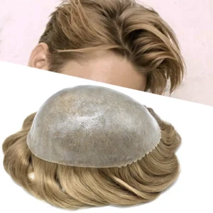 Echthaar Toupet für Männer Haarteile Herrenperücke 0.12mm Skin/Folien Basis - Bild 1 von 57