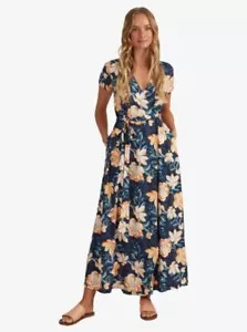 Roxy BNWT More Joy Maxi Long Floral Wrap Dress Women's Size XSmall RRP $109.99 - Picture 1 of 11