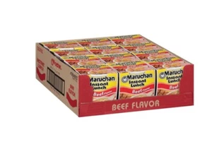 Maruchan Instant Lunch Beef,Ramen Noodle Soup,Microwaveable Meal,2.25 Oz,12 Ct - Picture 1 of 4