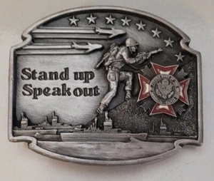 Vintage Veterans of Foreign Wars VFW Stand Up Speak Out Pewter Belt Buckle - Picture 1 of 8