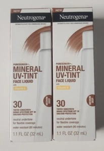 LOTE DE 2 Neutrogena Purescreen Mineral Tinte UV Líquido Facial Protector Solar MEDIO Profundo - Imagen 1 de 6