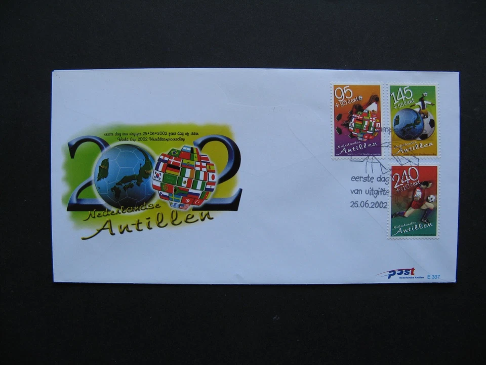 NETHERLANDS ANTILLES, cover FDC 2002, WC soccer football - Image 1 of 1