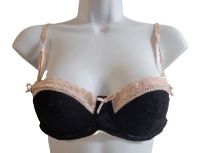 Frederick's of Hollywood Black Pink Lace Convertible Bra 34A Removable Straps - Image 1 of 4