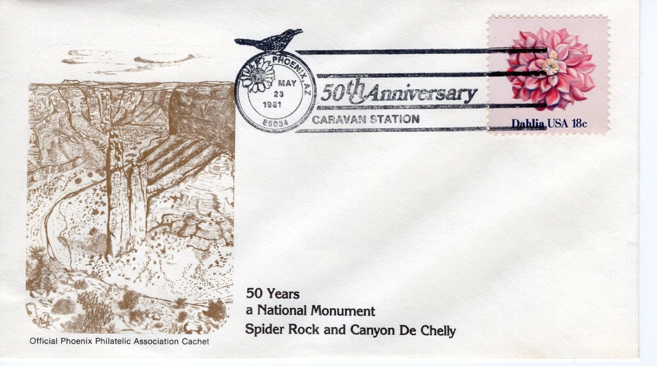 SPIDER ROCK & CANYON DE CHELLY, PHOENIX, AZ  1981  FDC9908 - Image 1 of 1