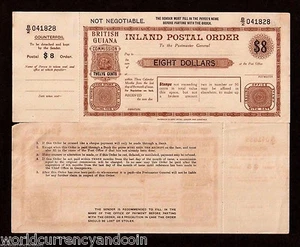 BRITISH GUIANA 8 Dollars 1900's MINT POSTAL ORDER Water Loo LONDON GUYANA MONEY - Picture 1 of 1