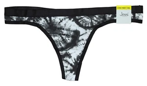 Jenni by Jennifer Moore Satin Edge Tie Dye Thong Women's Underwear NWT Black - Picture 1 of 4