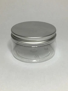 Empty 100ml Clear Plastic Jars With Aluminium Screw On Lid. Quality Jar & Lid - Picture 1 of 20