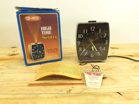Vintage High Time Ceiling Clock Stancraft Alarm Clock Projection #7690 NOS Cover