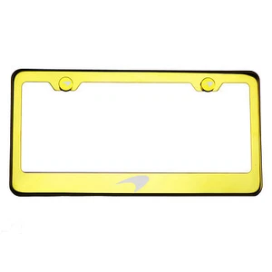 Gold Chrome License Plate Frame 304 Stainless Steel Laser Engraved Mclaren Logo - Picture 1 of 11