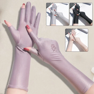 1Pair Fingerless Sun Protection Gloves Half Finger Sunscreen Anti-UV Mittens USA - Image 1 of 4