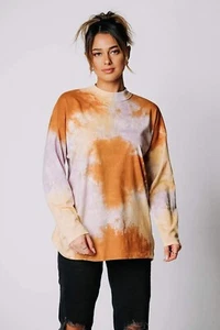 WE THE FREE People Be Free Lilac Wood Tie Dye Cotton Long Sleeve T-Shirt, Size M - Picture 1 of 15