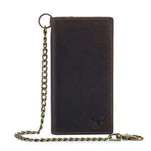 Men's Genuine Leather Zip Long Wallet Multi Card Holder Purse Clutch Handbag US - Picture 1 of 12