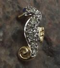Beautiful Encrusted Clear Stone Jewellery Seahorse Sea Horse Brooch Pin Badge