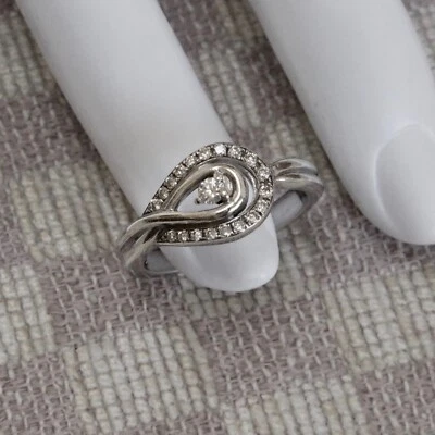 ANILLO DE DIAMANTES NATURALES Y GENUINOS EXTRAÍDOS DE UN CUARTO DE QUILATE (SI/H) (PLATA ESTERLINA) Foto 1 de 4