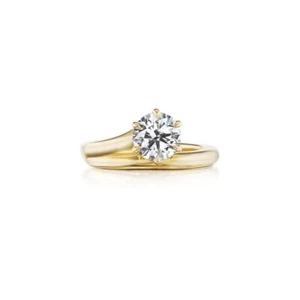 14kt Solid Yellow Goldn 1.5ct VVS Round Moissanite Engagement Ring for women - Bild 1 von 4