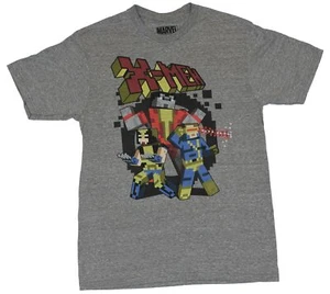 X-men Marvel Adult New T-Shirt- Battle Ready Trio Pixel Block Style Pic - Picture 1 of 1