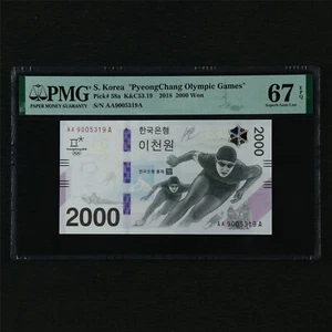 2018 South Korea "PyeongChang Olympic Games" 2000 Won Pick#58a PMG 67 EPQ UNC - Picture 1 of 4