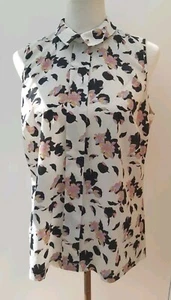 Blusa top tunica Papaya Weekend taglia 14 bianca nera floreale abbigliamento Matalan - Foto 1 di 15