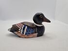 Stone Duck Hand Painted Carved Mallard Paper Weight  Figurine with Glass Eyes