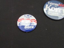 Vintage Political Pinback Campaign Button AL GORE CLINTON AND KERRY 2 PINS 