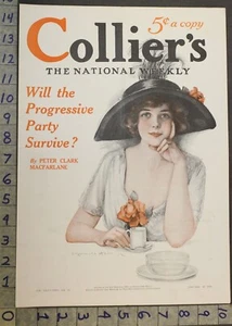 1914 SUFFRAGE COLLIERS COVER EDWARDIAN STYLE HARE ART BEAUTY SEXY GIRL 28068 - Picture 1 of 1