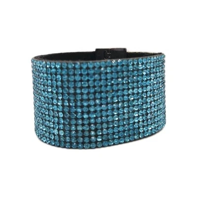 Синий кристалл браслет 1,5 «широкий сверкающий серебристый тон магнитные PAVE 7 в - Изображение 1 из 4