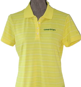 Nike Golf University of Oregon Ducks Polo Shirt Women's Medium Yellow & White SS - Picture 1 of 10