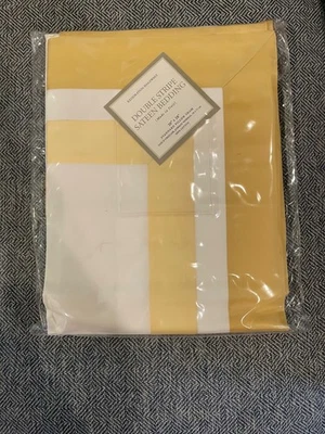 Restoration Hardware double stripe sateen standard pillow sham Butter yellow NEW - Image 1 of 4