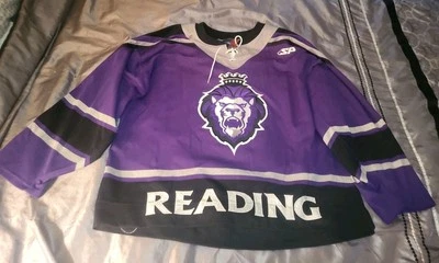 Camiseta deportiva de hockey de colección Reading Royals negra púrpura ECHL SP adulto XXL/56 cordón Foto 1 de 4