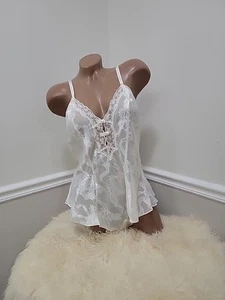 Vintage Gold Label Victoria's Secret Teddy Lingerie Med Ivory Sheer Bridal - Picture 1 of 7