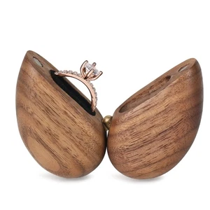 Wooden Heart Shaped Ring Box for Wedding, Proposal, Engagement - Wood Case Ho... - Picture 1 of 7