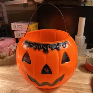 Secchiello vintage 1970 Impero Halloween zucca Jack O lanterna soffiaggio vedi foto - Foto 1 di 9