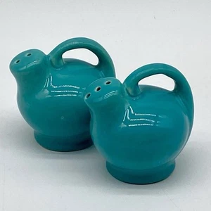 Unbranded MCM Pitcher Style Ceramic Salt & Pepper Shaker Set Aqua Blue - Picture 1 of 11