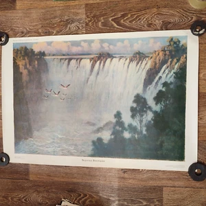 WATERFALL VICTORIA GEOGRAPHY ORIGINAL SCHOOL POSTER CHART 1979 - Picture 1 of 4