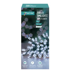 Christmas 200 Battery Timer LED Lights Indoor or Outdoor - White - Picture 1 of 2