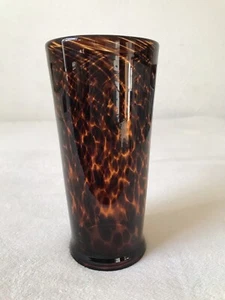 Vintage Amber Tortoise Shell Handblown Art Glass 7' Tumbler/Vase - Picture 1 of 9