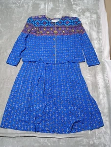 Vintage Jessica Howard Womens 18 Suit Skirt Set Indie 70s Rayon - Picture 1 of 10