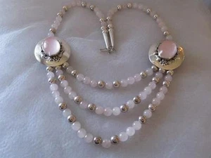 Collar Carol Felley Cadena de Rosa Cuarzo y Cuentas de Plata Esterlina Amanecer - Imagen 1 de 1