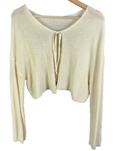 Drapey Ivory Cardigan linen knit cropped (NO TAG) unstructured
