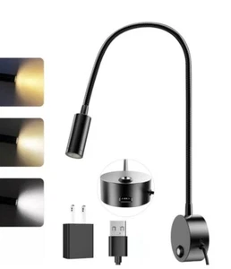 ERAY Plug-in LED Wall Mount Reading Light with 15" Flexible Gooseneck & USB C... - Picture 1 of 2