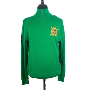 Maglione pullover polo Ralph Lauren rugby mezza cerniera uomo XL stemma verde Kelly - Foto 1 di 13