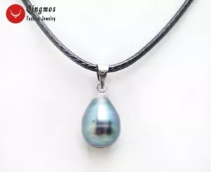 10-11mm Rice Natural Black Pearl Pendant Necklace for Women Chokers Jewelry Cord - Picture 1 of 4