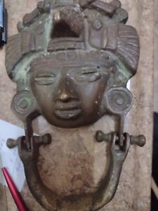 ANTIQUE  MEXICO PRE COLUMBIAN MAYAN AZTEC FACE DOORKNOCKER very Rare see picture